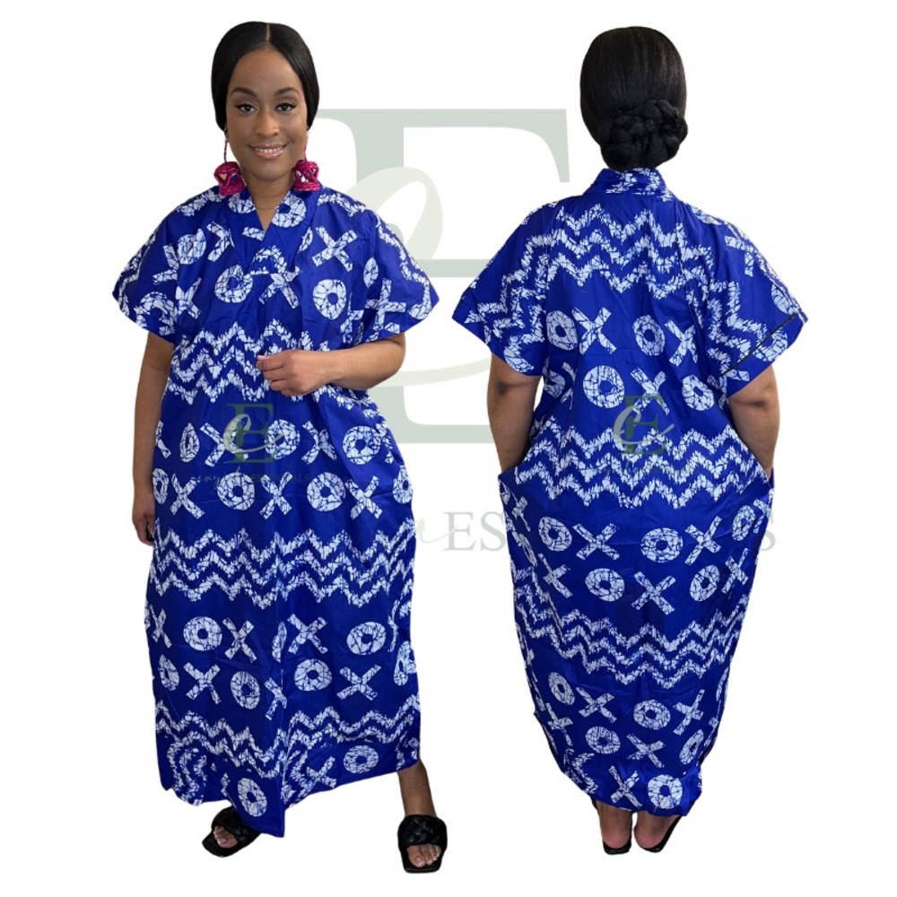 Royal Indigo Blue African Print Boubou Dress